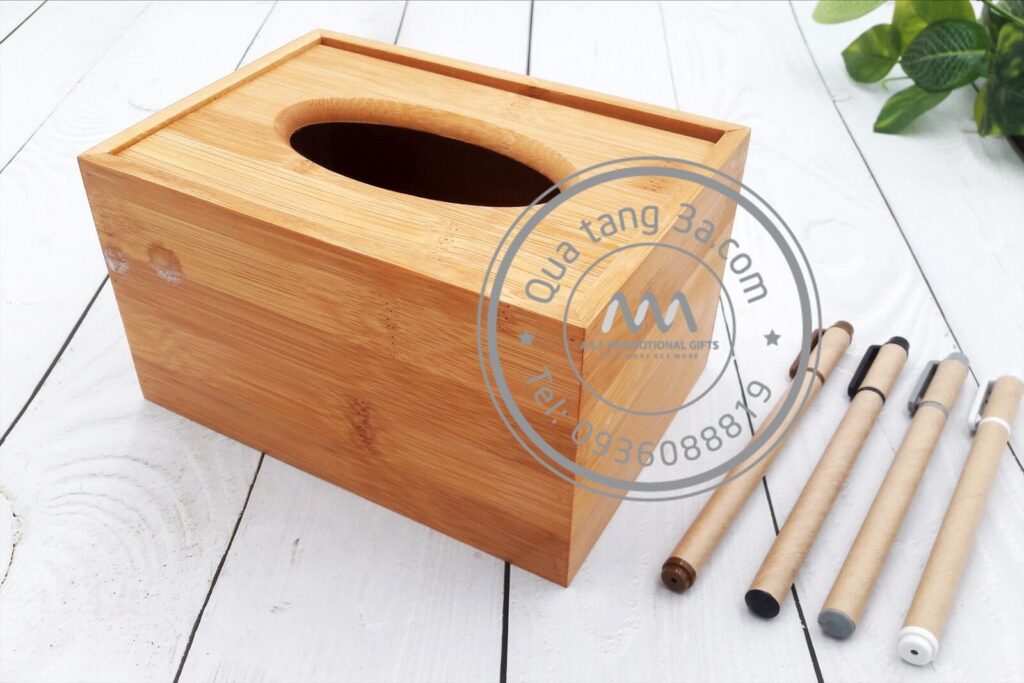 Quà tặng gia dụng Hộp gỗ đựng giấy ăn in logo - Hình ảnh 7