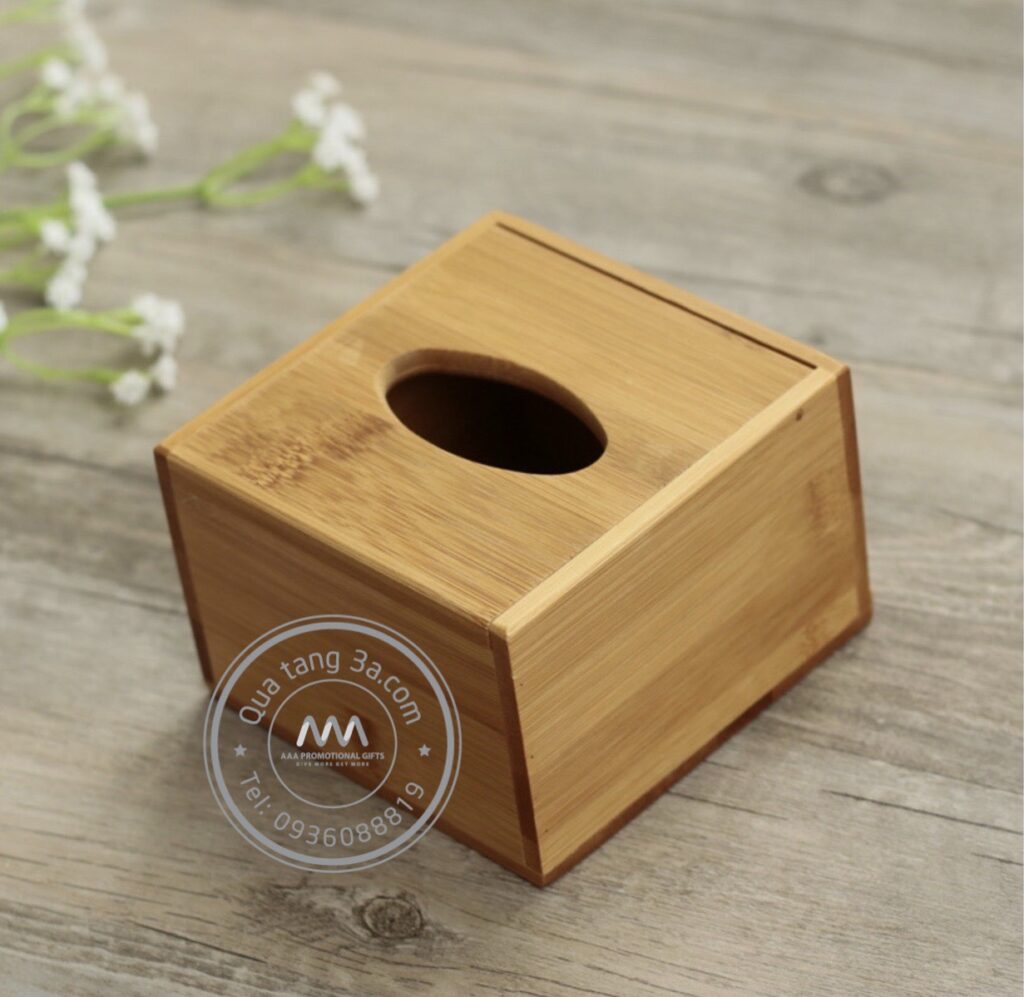 Quà tặng gia dụng Hộp gỗ đựng giấy ăn in logo - Hình ảnh 4