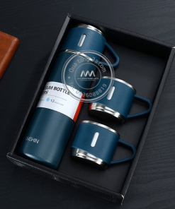 Bình giữ nhiệt có hai cốc đi kèm - Gift set in logo sang trọng